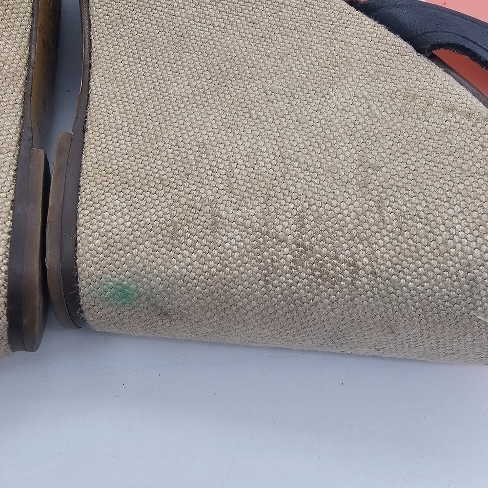 J Crew Womens Tweed Wedge Sandals Open Toe Ankle Strap Made In Italy Black 7.5 - Picture 8 of 13